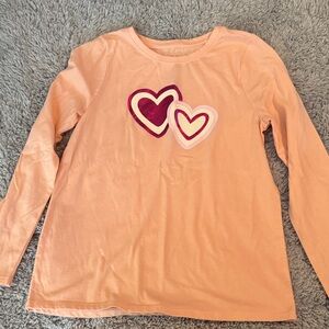 Cat & Jack Pink Long Sleeve Tee with Dual Heart Appliqué
